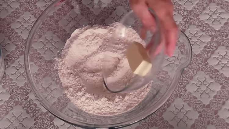 Combine butter and flour to prepare the dough.