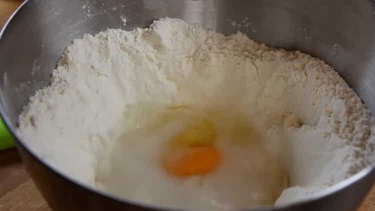 Add eggs to prepare the dough.