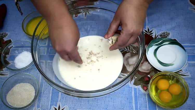Cooking the dough on fermented baked milk
