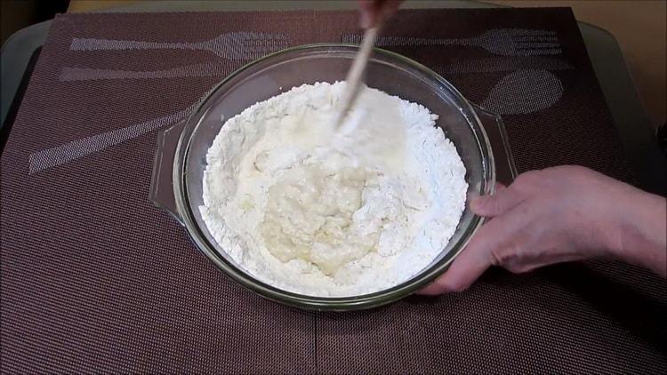 Mix the ingredients to make a whey dough.