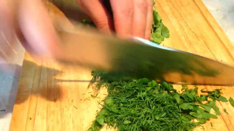 To cook meatballs, chop greens