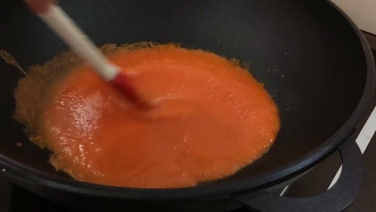 To make meatballs, prepare the sauce