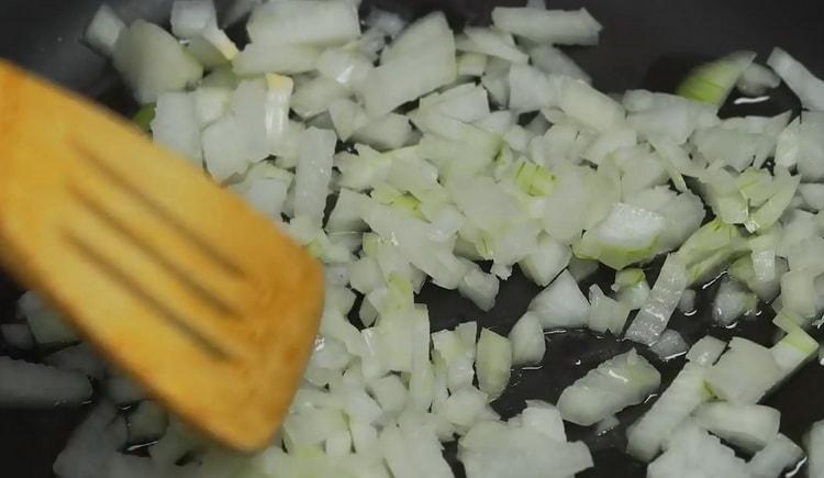 To cook meatballs, chop onions