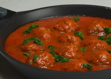 Cómo aprender a cocinar deliciosas albóndigas en salsa de tomate en una sartén 🍲