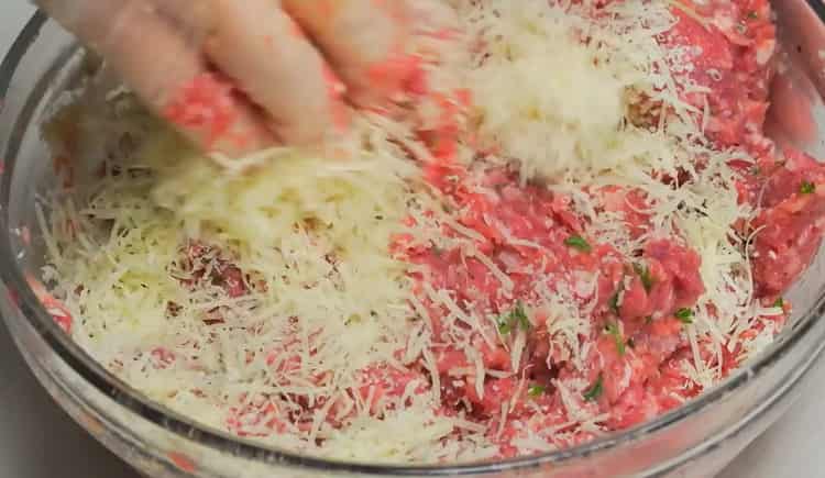 To cook meatballs, grate cheese