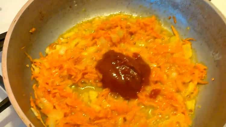 Add tomato paste to cook meatballs