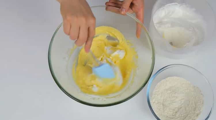 To prepare the cake, combine the ingredients