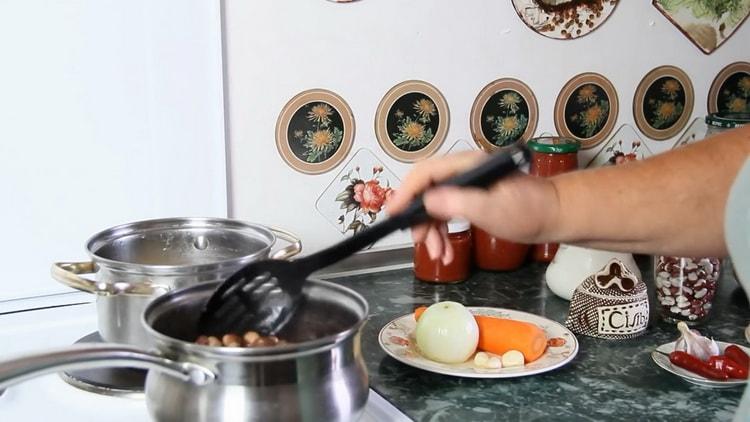 Cuisson des haricots avec de la viande