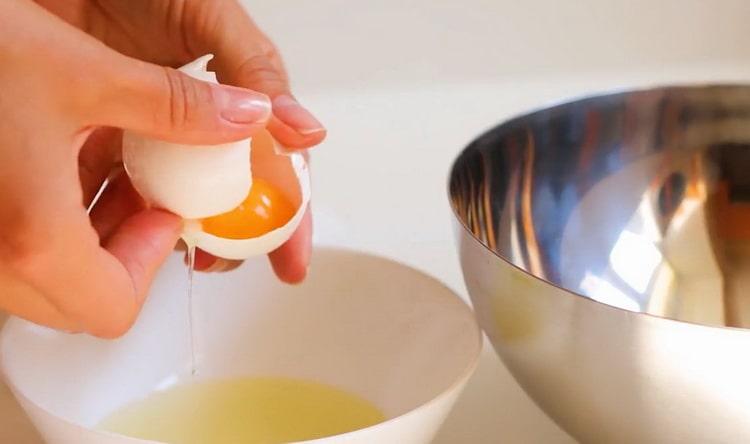 To make pistachio ice cream, separate the whites from the yolks