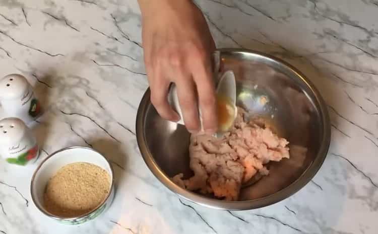 To prepare a chickenburger, prepare the ingredients