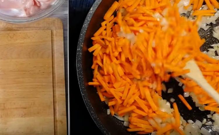 Add carrots to the pan.