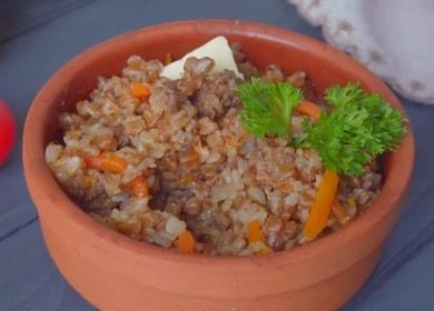 Fragrant buckwheat in a merchant style: a simple step by step recipe with a photo.