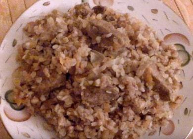 We cook buckwheat in a merchant way with pork in a slow cooker according to a step-by-step recipe with a photo.