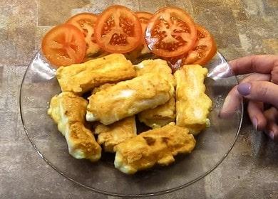 Cooking crab sticks in batter with cheese according to a step-by-step recipe with a photo.