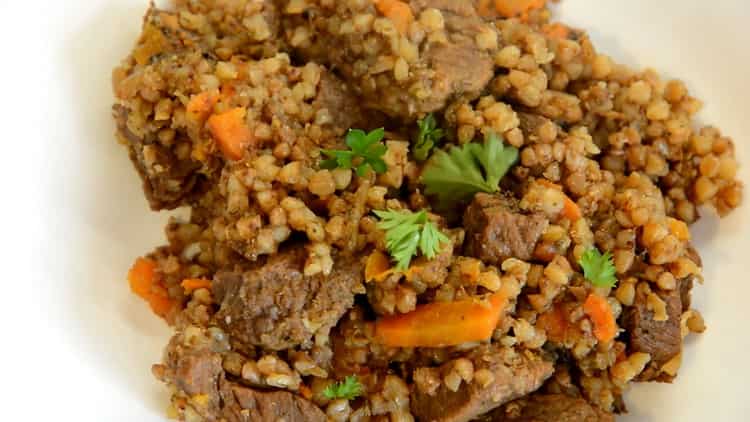 Buckwheat with beef in a slow cooker according to a step by step recipe with photo