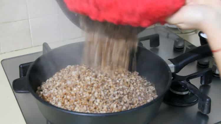 To make buckwheat with mushrooms and onions, fry the buckwheat