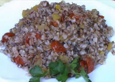 Buckwheat with vegetables in a pan according to a step by step recipe with photo