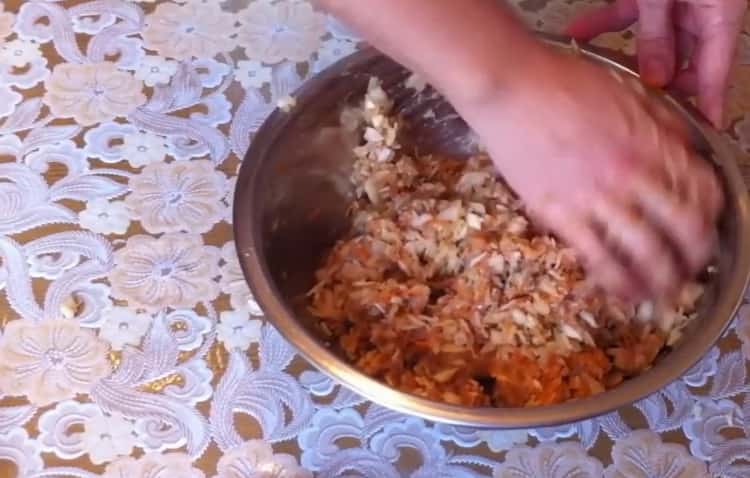 To make stuffed cabbage, cook minced meat