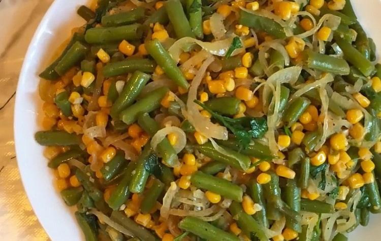 Bean pod salad step by step recipe with photo