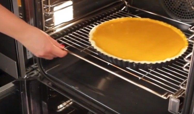 Put the pie in the oven.