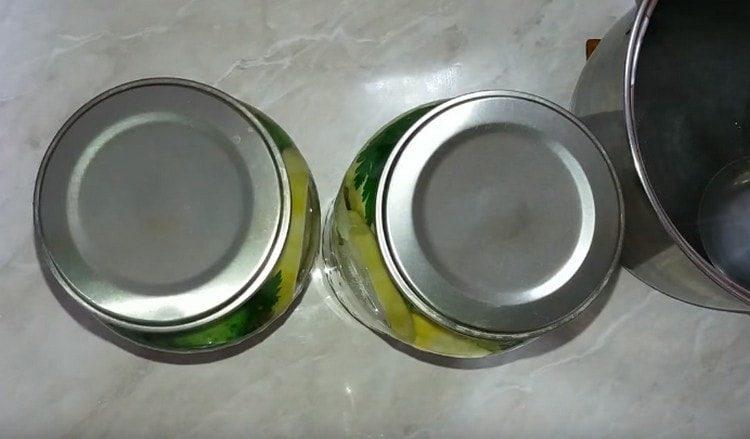 cover the jars with lids and leave for 10 minutes.