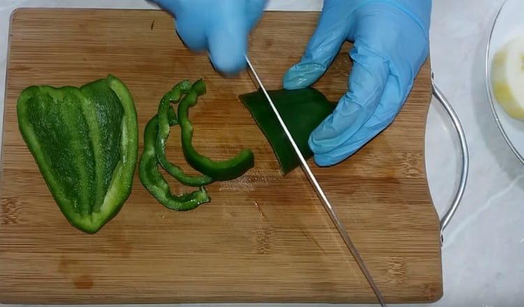 Sweet pepper cut into strips.