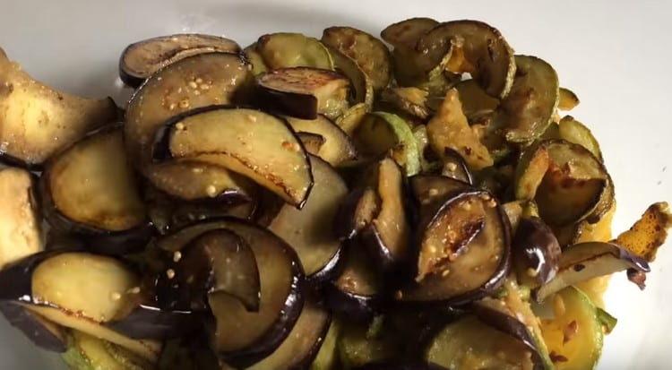 Add eggplant to zucchini.