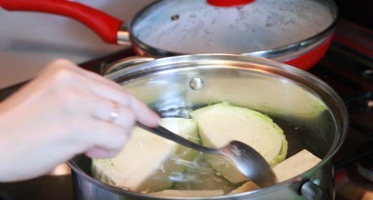 Put cabbage in boiling water.