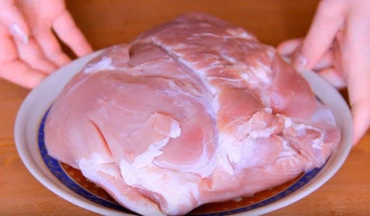 rinse the meat well, then blot it with napkins.