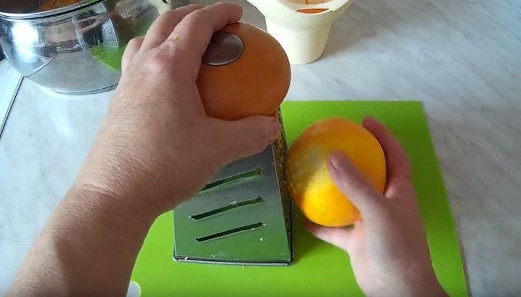 Grate the zest of orange.