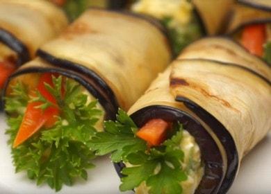 Funky eggplant appetizer on the festive table 