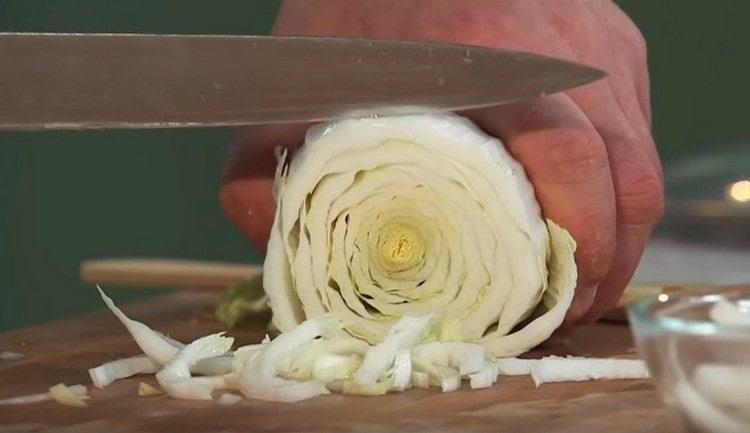 Chop Chinese cabbage.