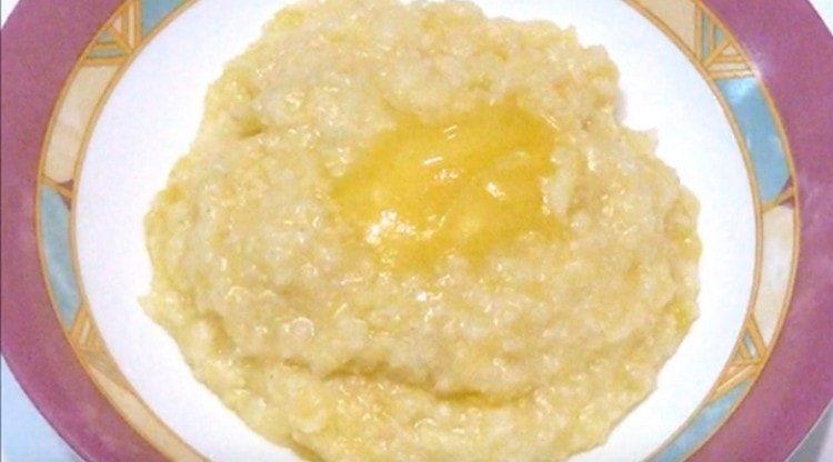 Delicious millet porridge with pumpkin on the water is ready.