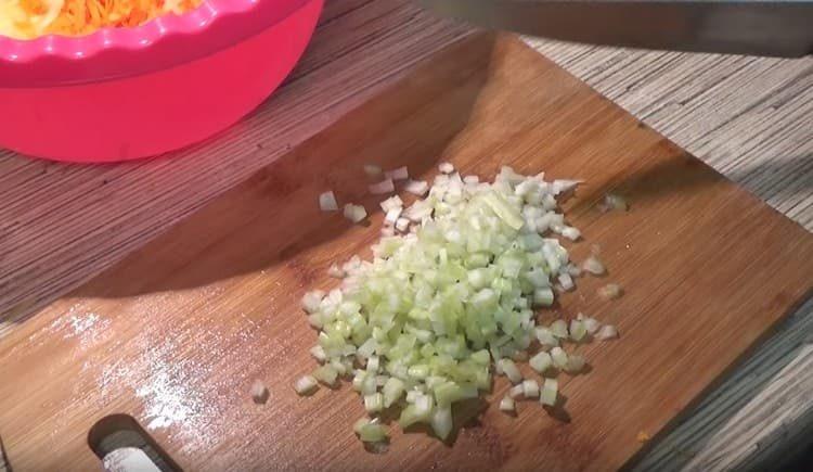 Finely chopped celery.