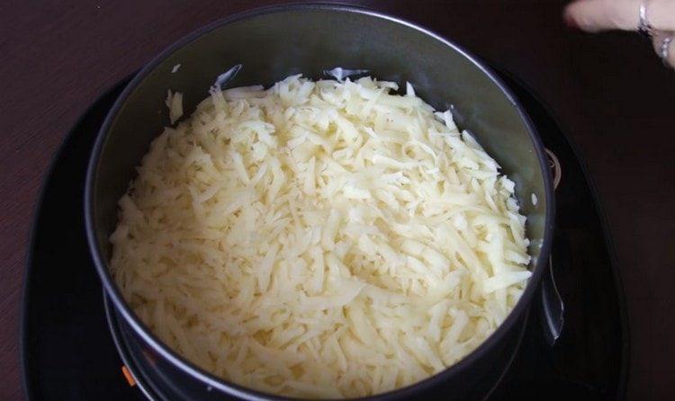 Next, lay out a layer of cheese.