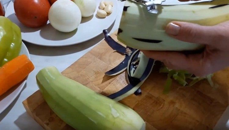 Zucchini et écorce d'aubergine.