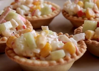 How to learn how to cook delicious tartlets with crab sticks 🦀