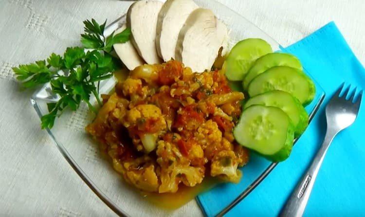 Braised cauliflower may well play the role of a light side dish.