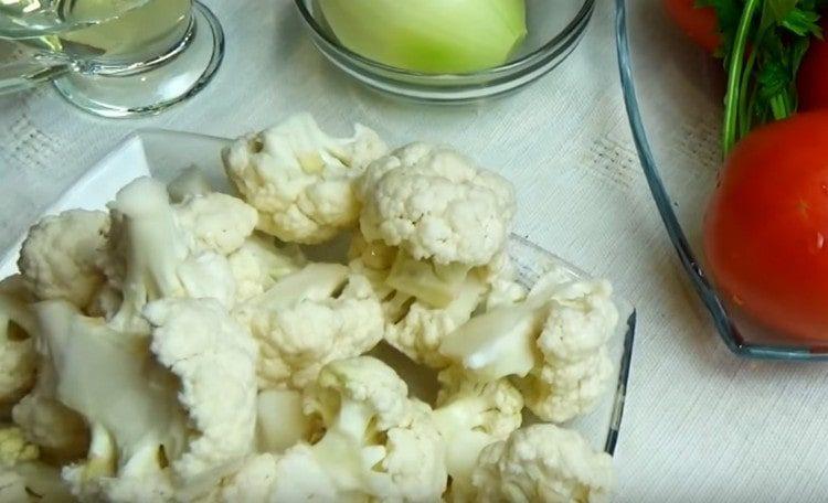 Cauliflower is divided into inflorescences.