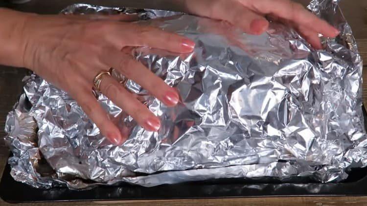 Cover the duck again with foil and return it to the oven.