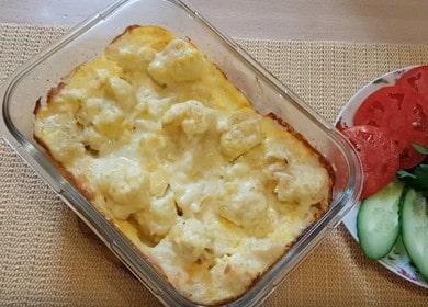 Coliflor al horno con queso y huevo, al horno 🥦