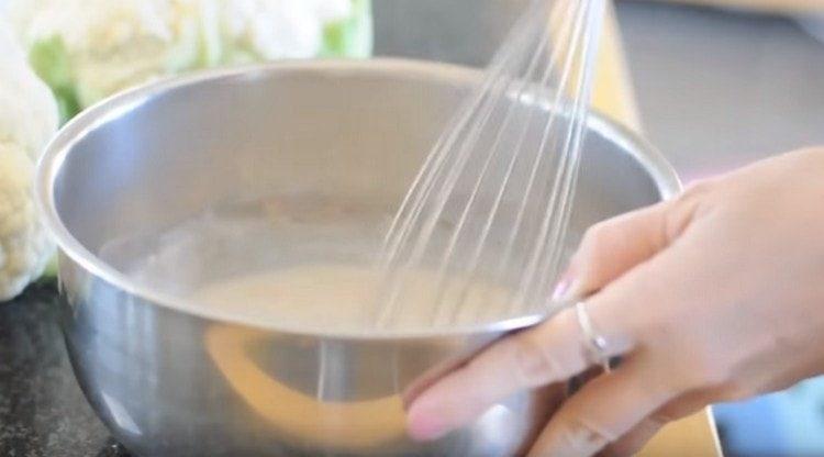 Mix the batter thoroughly with a whisk.