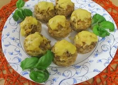 Stuffed champignons with chicken and cheese or julienne in champignons 🍄
