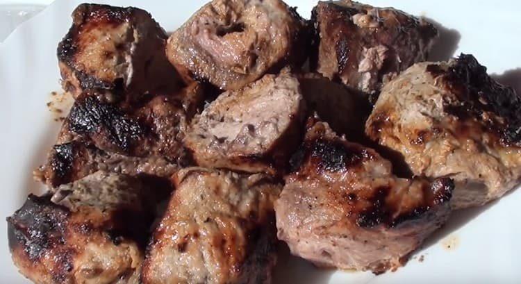 Kefir pork kebab according to this recipe is soft and juicy.