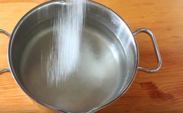 Add sugar and boil the syrup.
