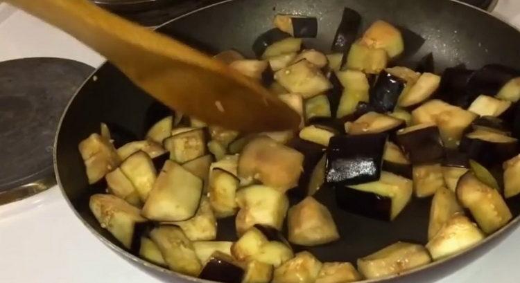 Cut eggplant for cooking