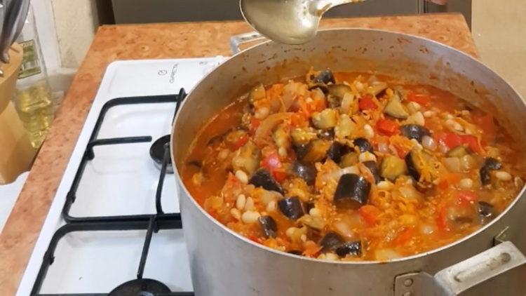 eggplant with beans ready