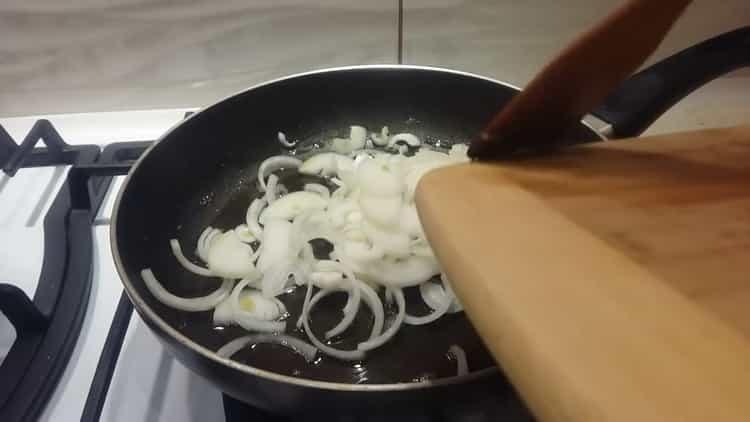 Toast, fry the onions