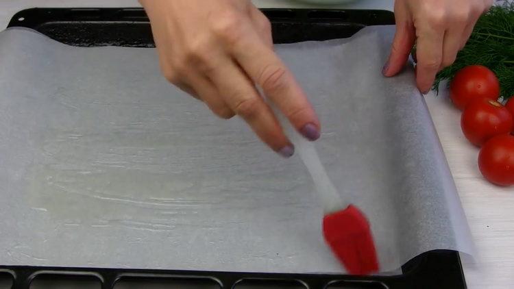 To prepare a dish, prepare a baking sheet