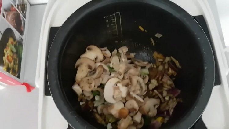 Add mushrooms for cooking